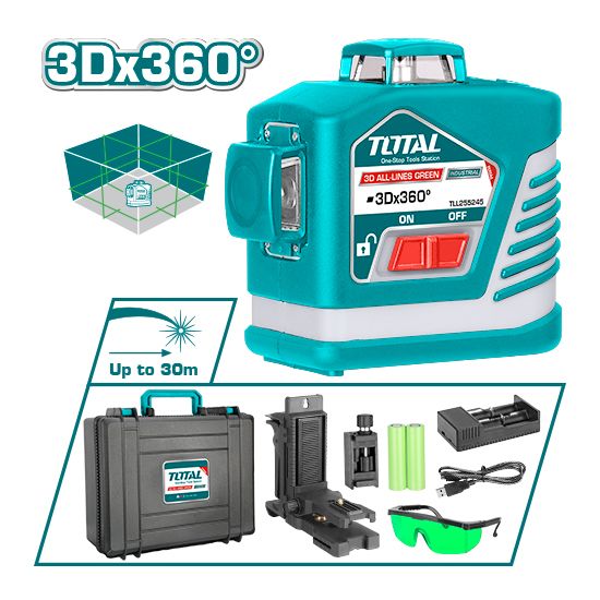 TOTAL ΕΠΑΓΓ. ΑΛΦΑΔΙ LASER 3D ΑΥΤΟ-ΟΡΙΖΟΝΤΙΟΥΜΕΝΟ ΜΕ ΠΡΑΣΙΝΕΣ ΑΚΤΙΝΕΣ (TLL255245)