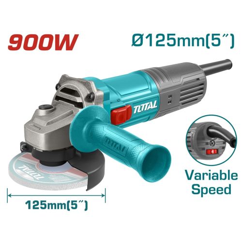 TOTAL ΓΩΝΙΑΚΟΣ ΛΕΙΑΝΤΗΡΑΣ 900W - 125mm ΗΛΕΚΤΡΟΝΙΚΟΣ (TG109125565)